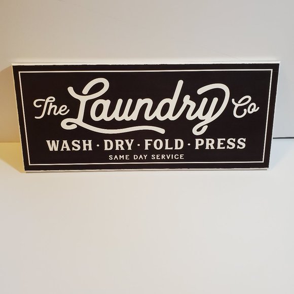 Stupell Home Decor Wooden Laundry Sign Black and White - Picture 1 of 7